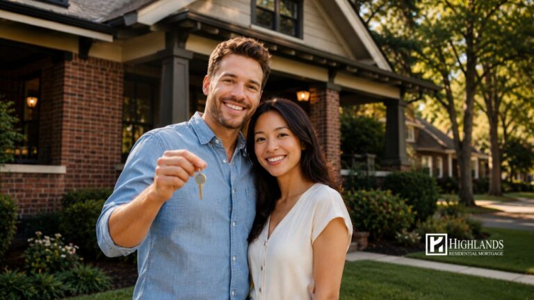 Atlanta mortgage guide couple celebrating new home purchase in Georgia suburb